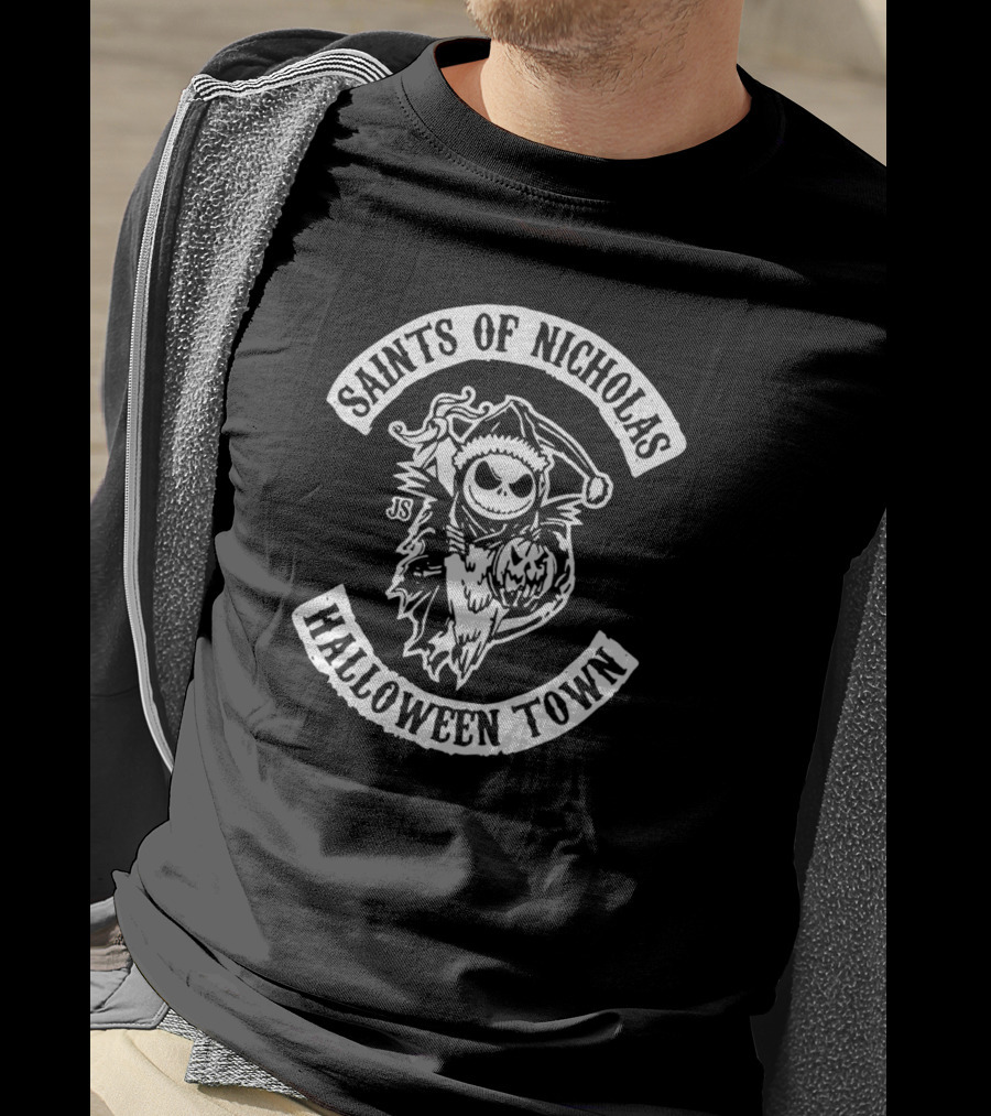 Saints Of Nicholas Halloween Town Jack Skellington Pumpkin T-Shirt