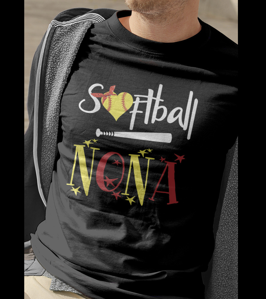 Softball Nona Heart Bat Star T-Shirt