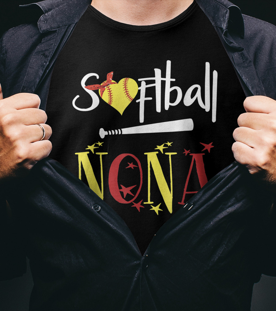 Softball Nona Heart Bat Star T-Shirt