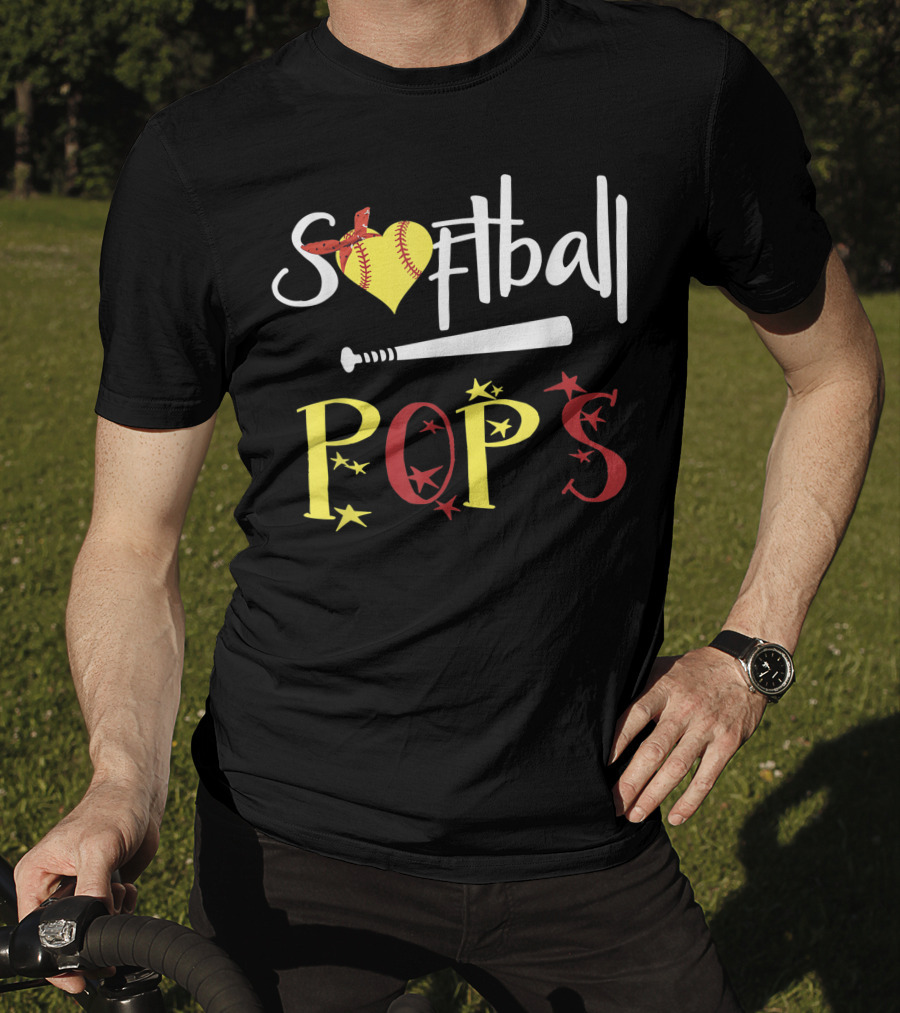 Softball Pops Heart Bat Stars T-Shirt