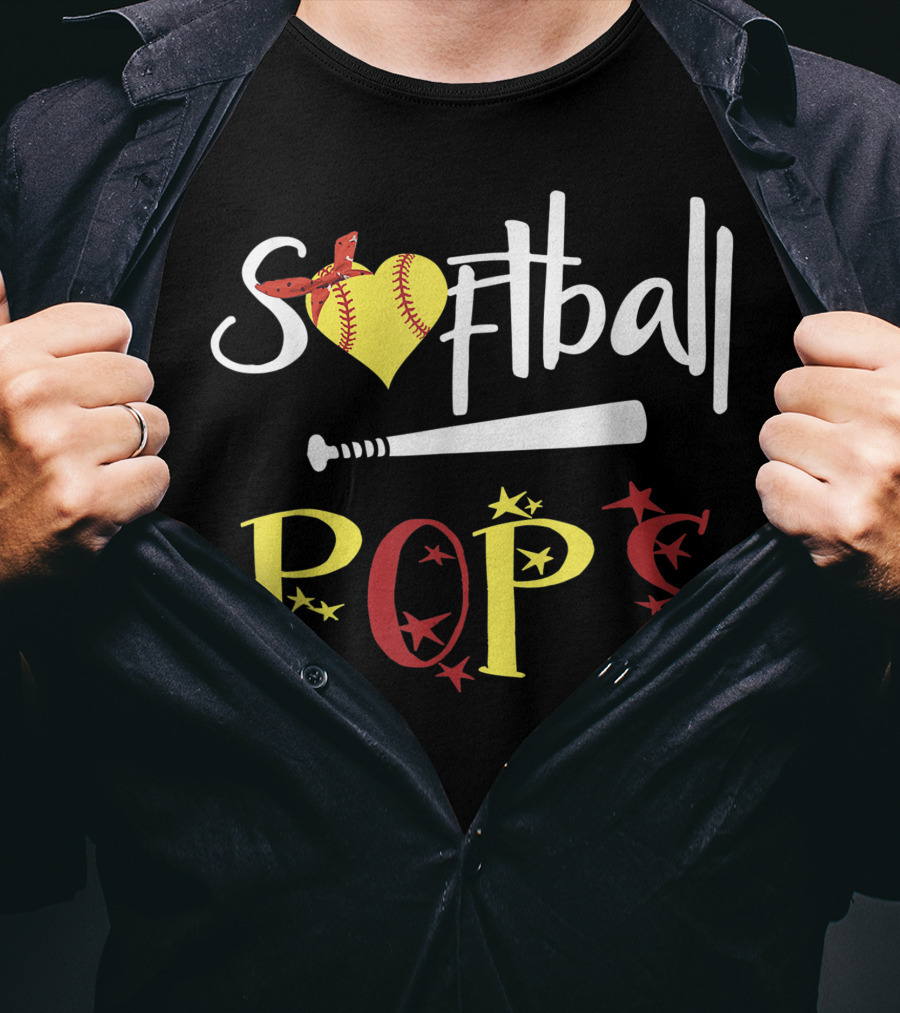 Softball Pops Heart Bat Stars T-Shirt
