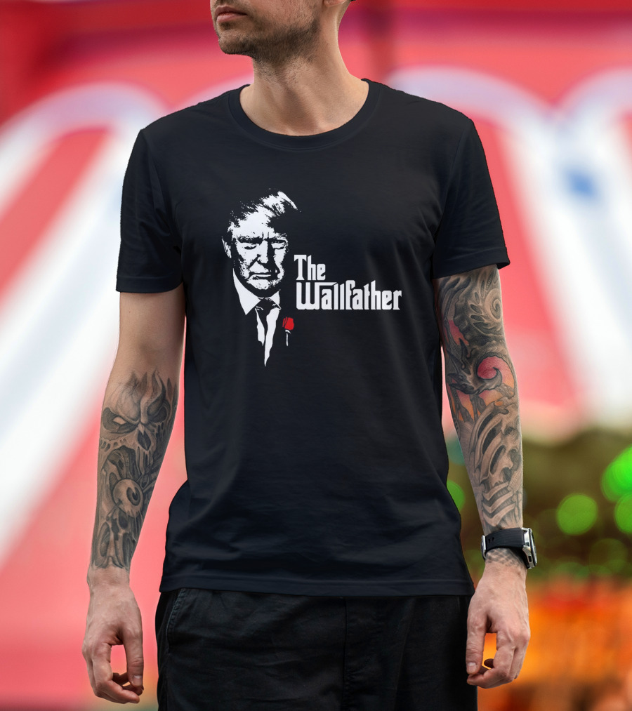 The Wallfather Trump Parody Black and White Portrait with Red Rose T-Shirt