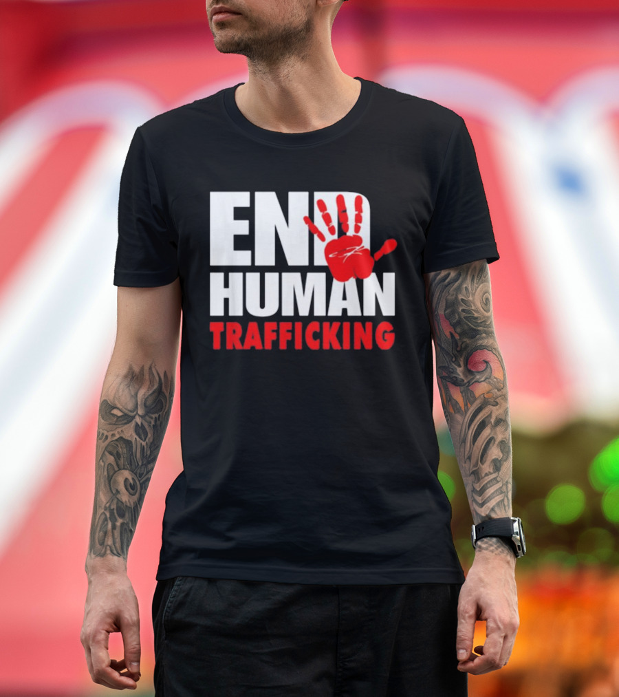 END HUMAN TRAFFICKING Red Handprint T-Shirt