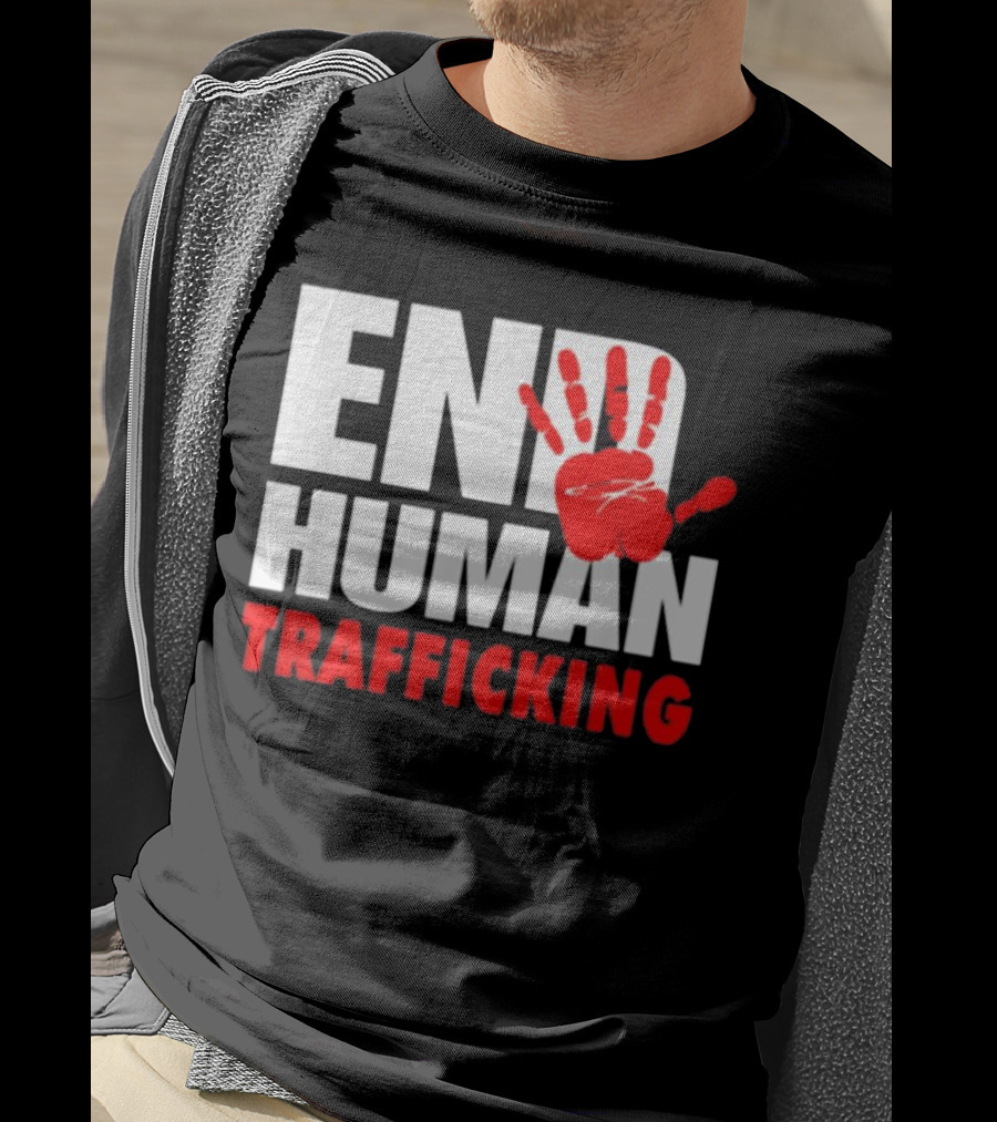 END HUMAN TRAFFICKING Red Handprint T-Shirt