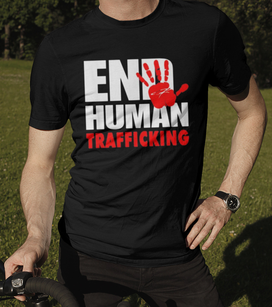 END HUMAN TRAFFICKING Red Handprint T-Shirt
