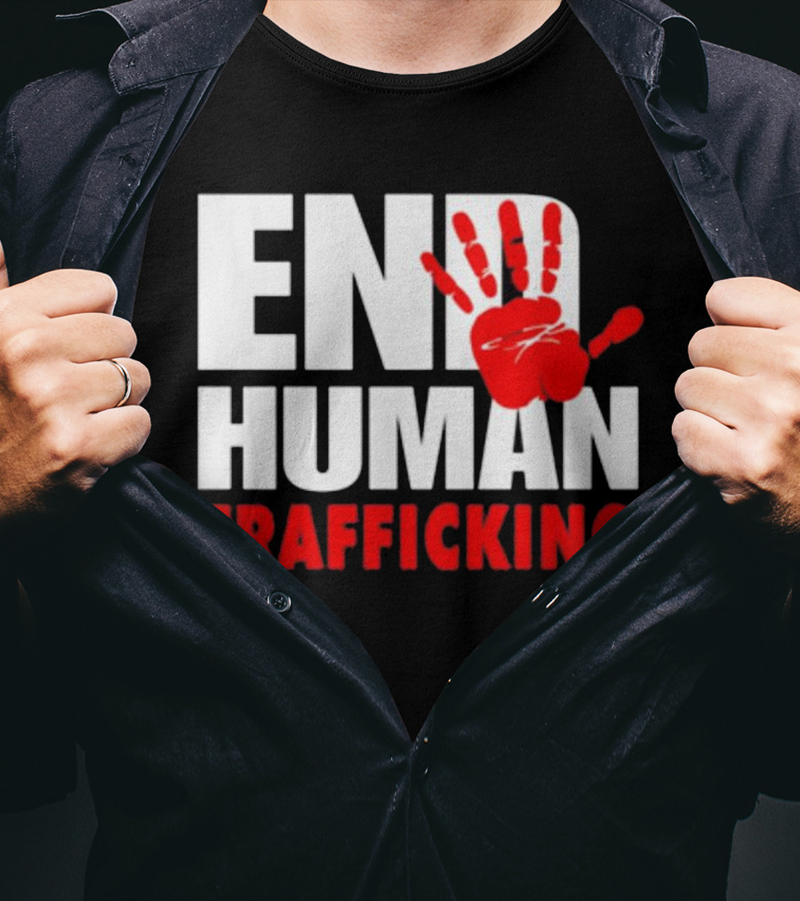 END HUMAN TRAFFICKING Red Handprint T-Shirt