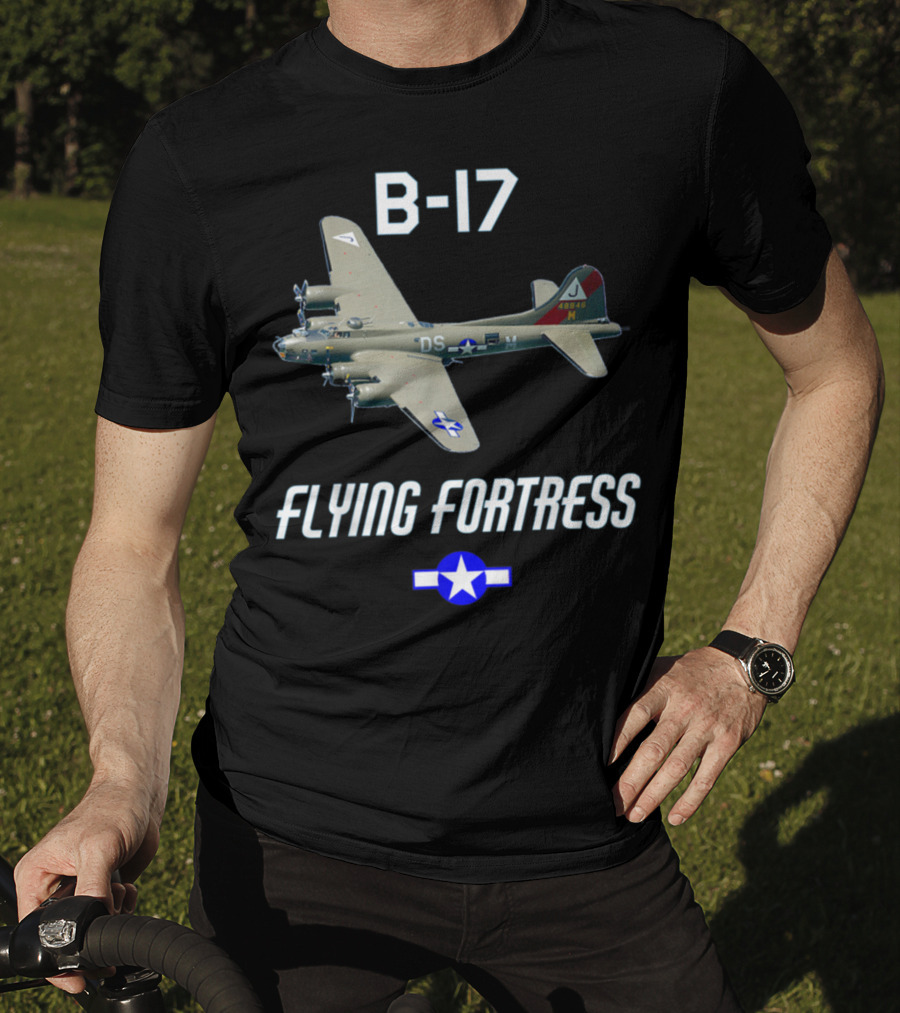 B17 Flying Fortress With Military Airplane And Star Insignia T-Shirt