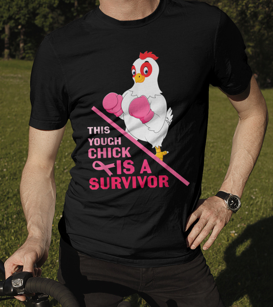 This Tough Chick Is A Survivor Breast Cancer Pink T-Shirt