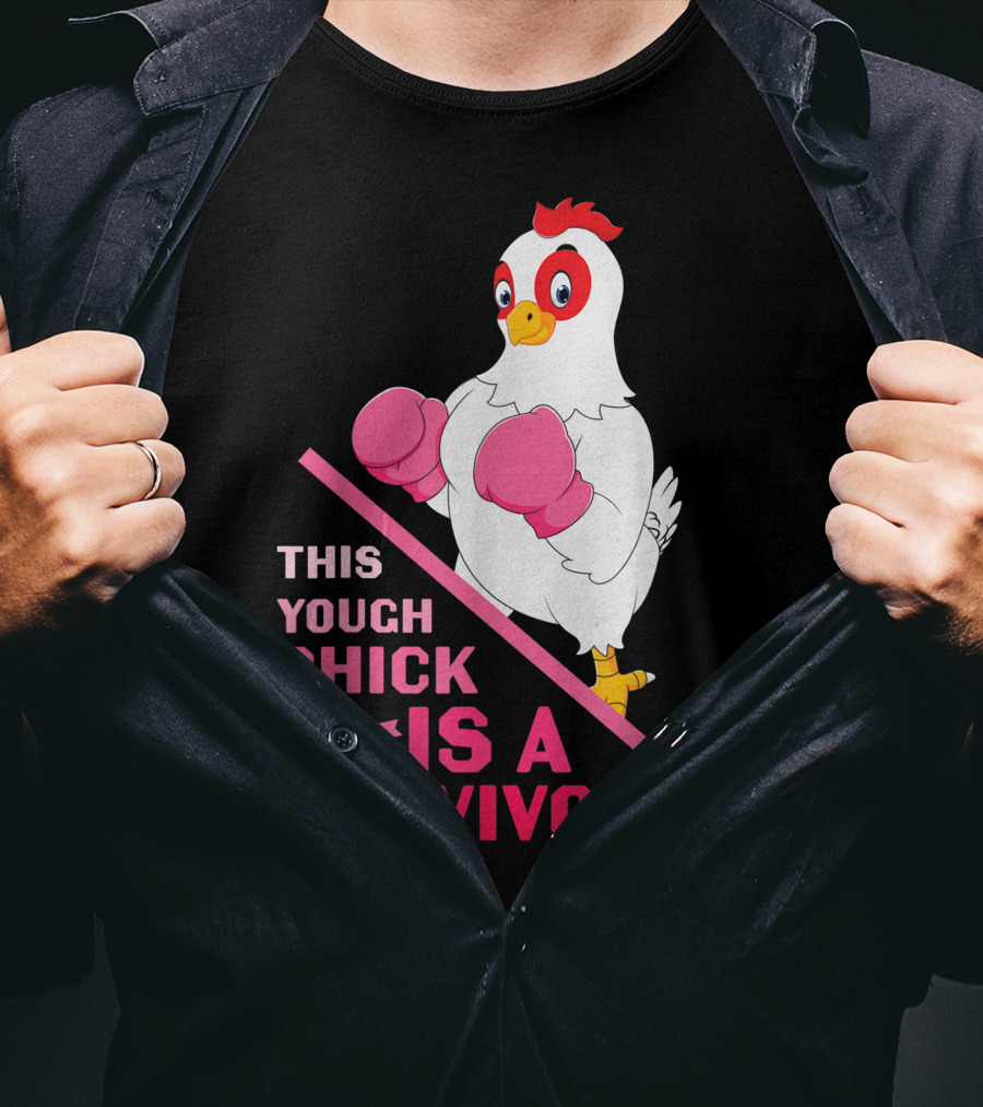 This Tough Chick Is A Survivor Breast Cancer Pink T-Shirt
