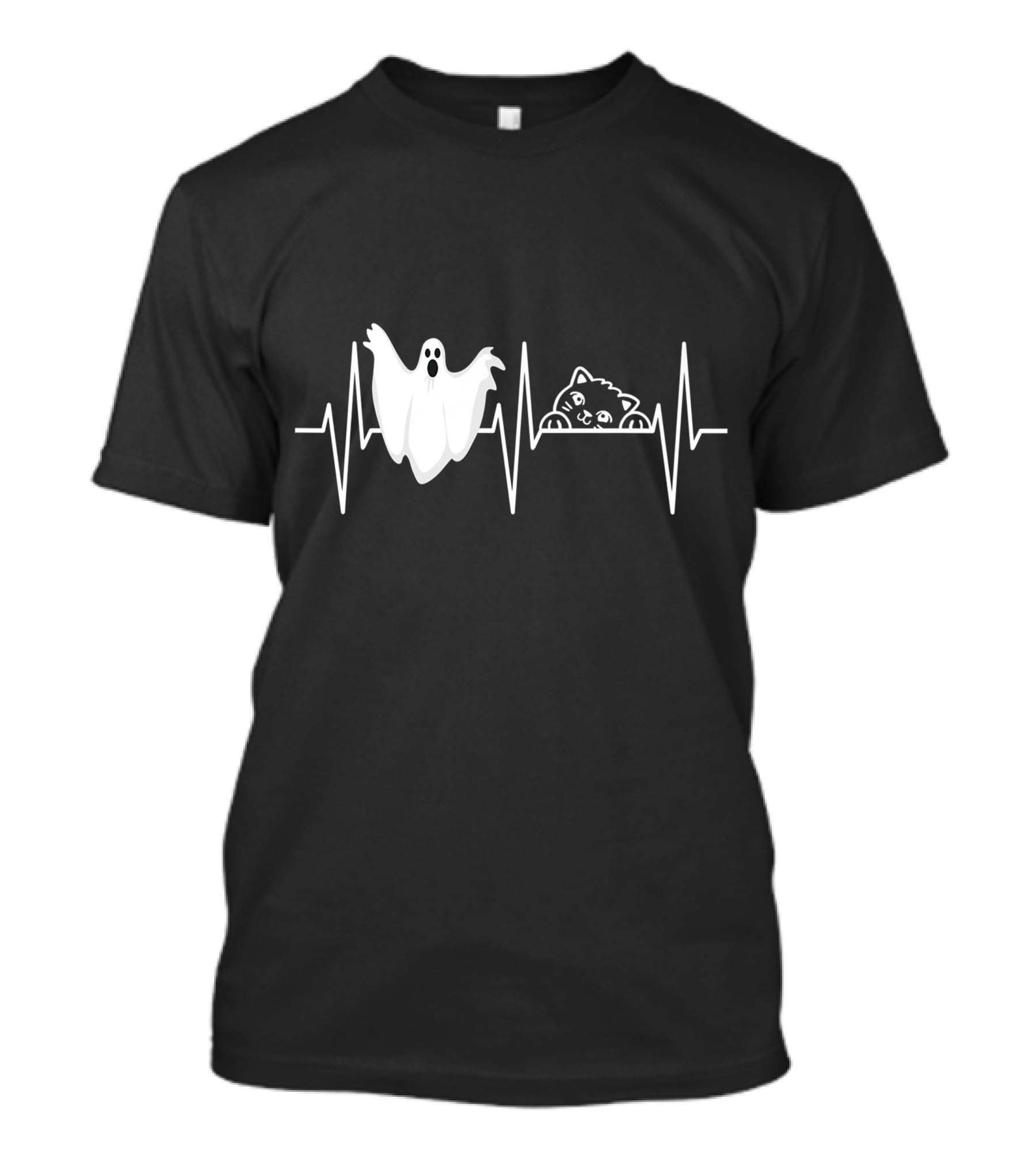 Cats Paranormal Ghost Hunting With Heartbeat Line And Ghostly Cat T-Shirt