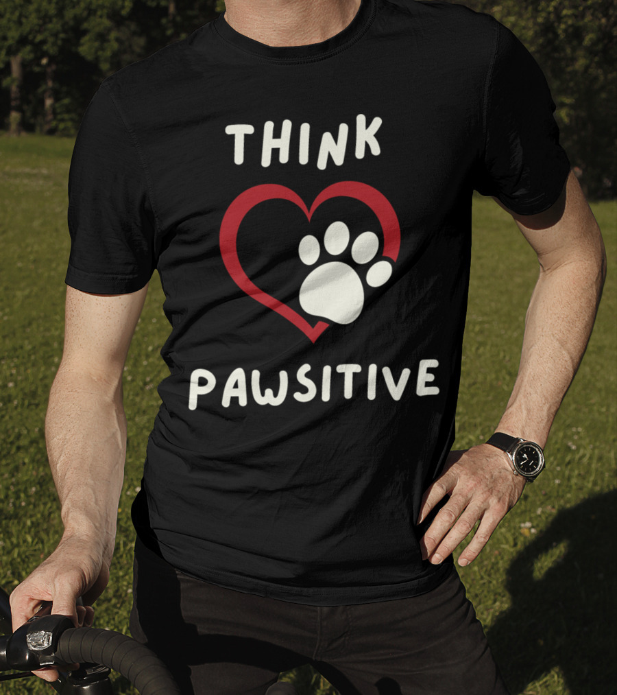Think Pawsitive Dog Paw Heart T-Shirt