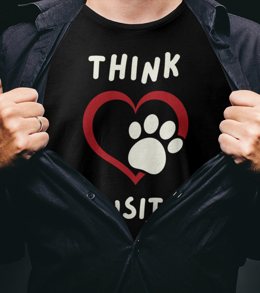 Think Pawsitive Dog Paw Heart T-Shirt