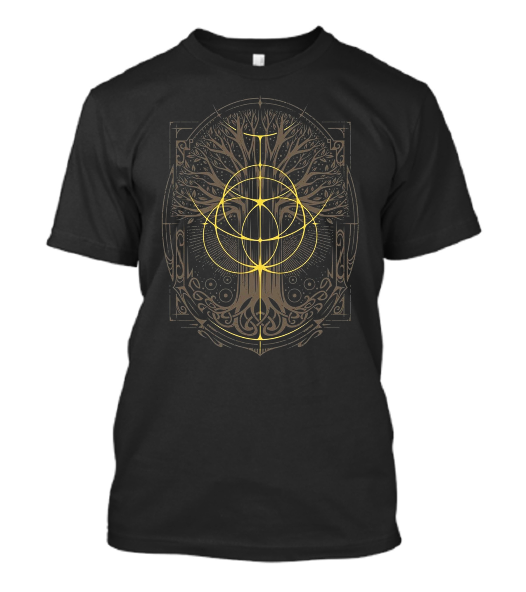 Golden Rings Tree Of Life Sacred Geometry T-Shirt