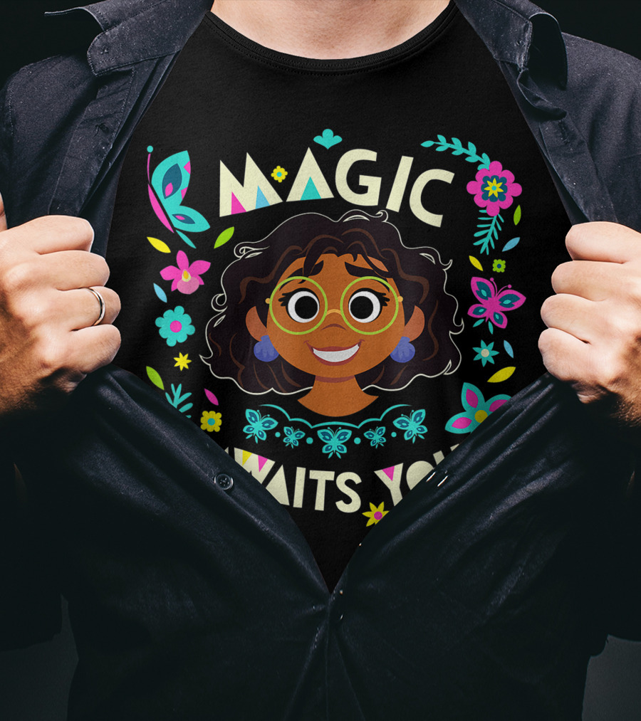 Magic Awaits You Mirabel Encanto Floral Butterfly Motifs T-Shirt