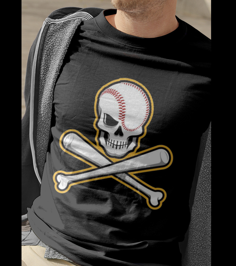 Skull Baseball Bat Crossbones Sports T-Shirt