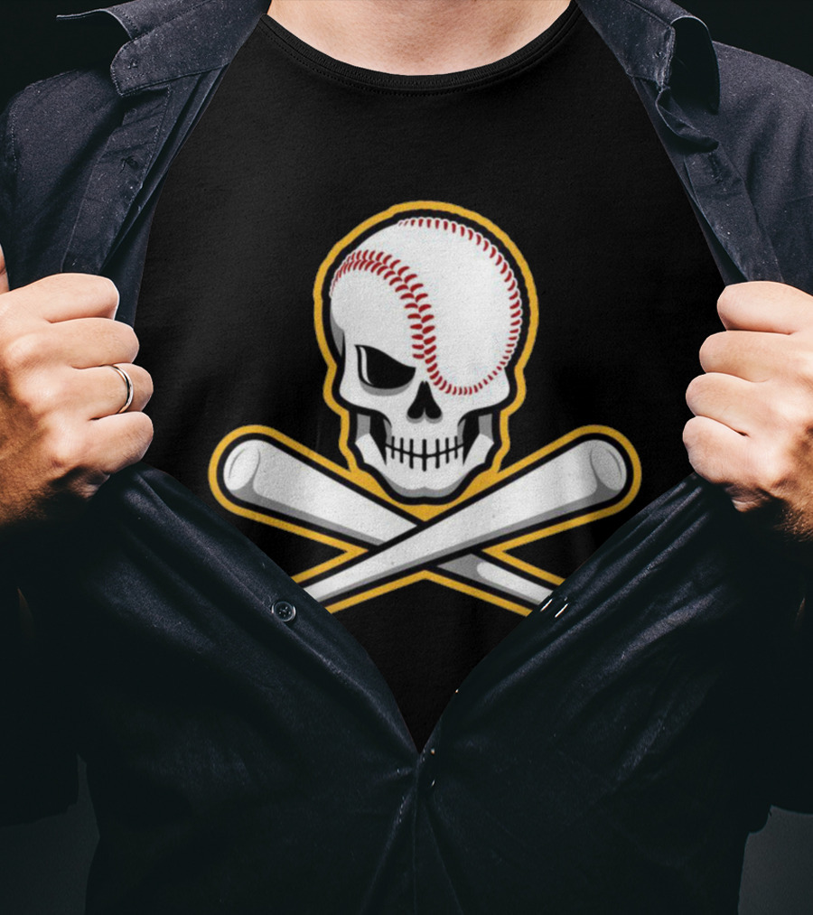 Skull Baseball Bat Crossbones Sports T-Shirt
