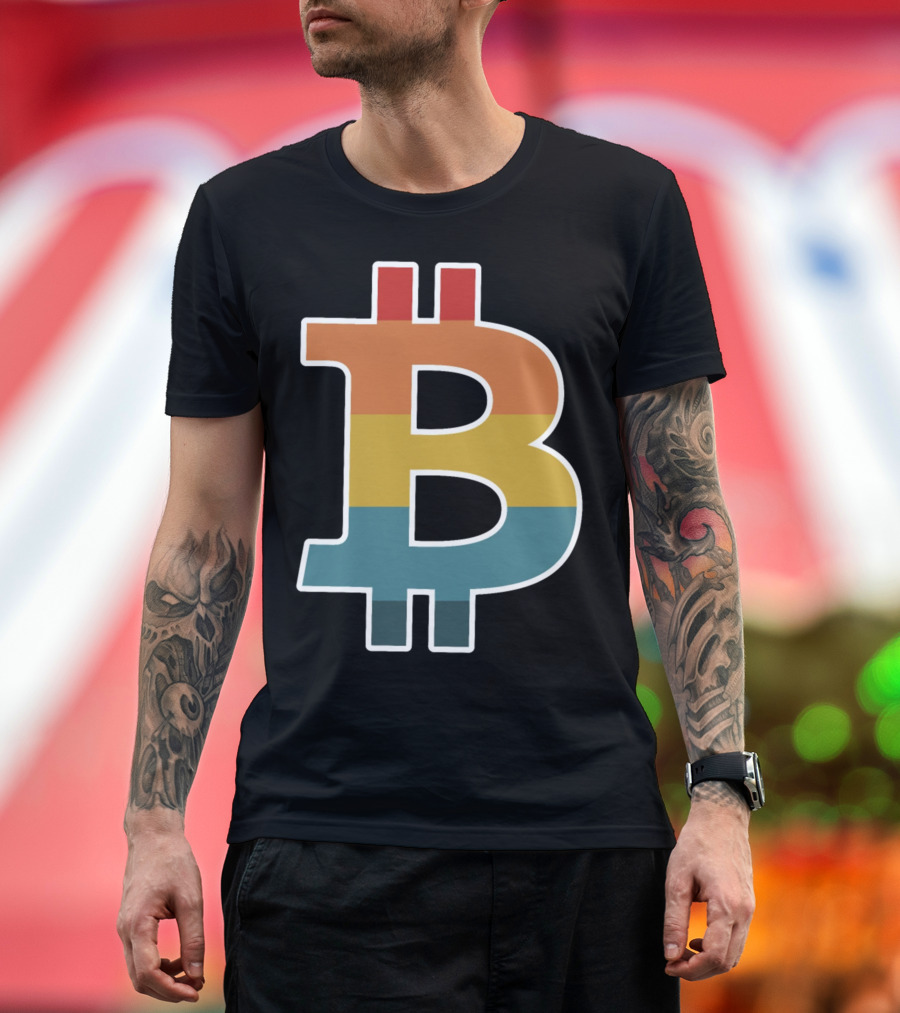 Bitcoin Retro Vintage Stripes T-Shirt