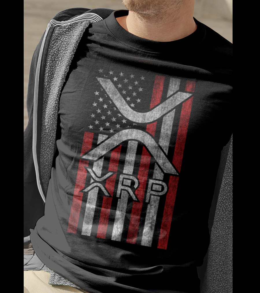 XRP Cryptocurrency Blockchain American Flag T-Shirt