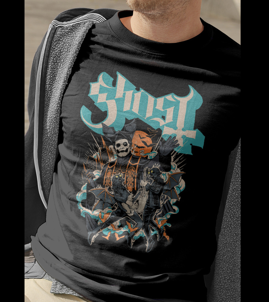 Ghost Band Skeletons And Monsters Playing Instruments Halloween T-Shirt