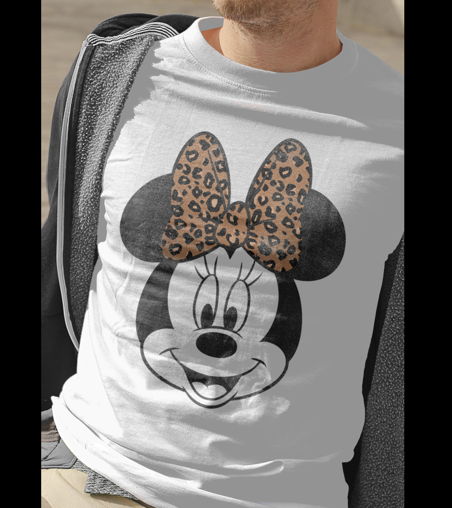 Minnie Mouse Leopard Print Bow Disney Mickey And Friends T-Shirt