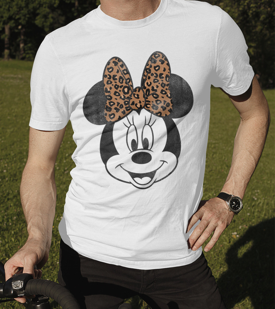 Minnie Mouse Leopard Print Bow Disney Mickey And Friends T-Shirt