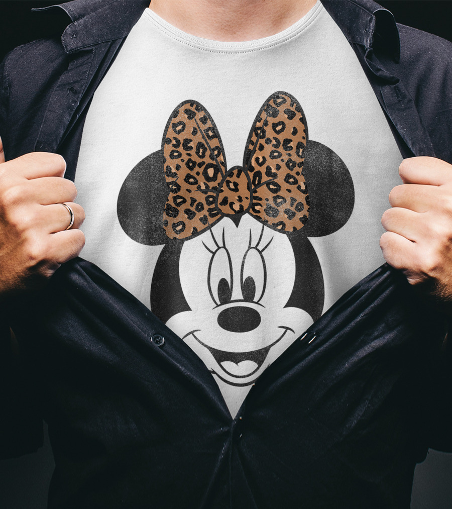 Minnie Mouse Leopard Print Bow Disney Mickey And Friends T-Shirt