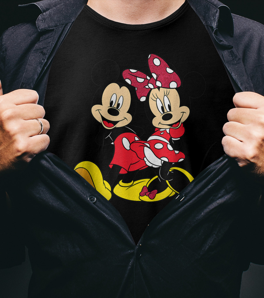 Mickey And Minnie Mouse Classic Cartoon Characters T-Shirt