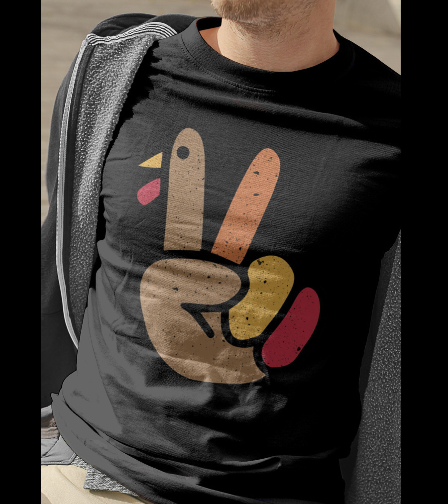 Peace Turkey Hand Cool Thanksgiving T-Shirt