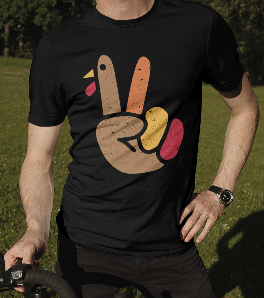 Peace Turkey Hand Cool Thanksgiving T-Shirt