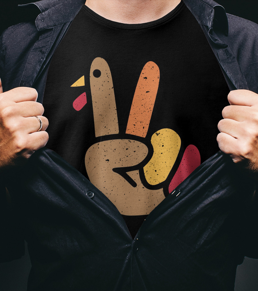 Peace Turkey Hand Cool Thanksgiving T-Shirt