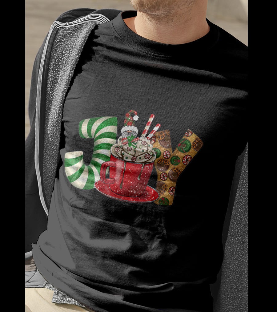 Joy Gnome Coffee Christmas Holiday Peppermint Mug T-Shirt