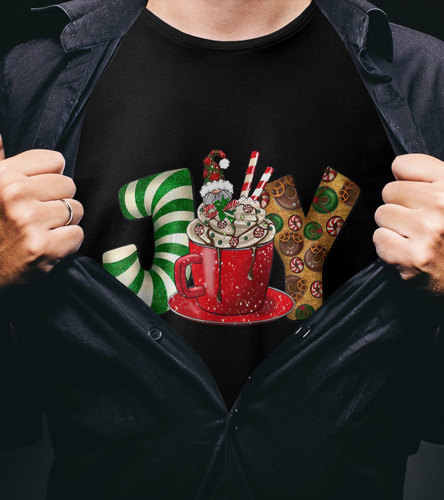 Joy Gnome Coffee Christmas Holiday Peppermint Mug T-Shirt