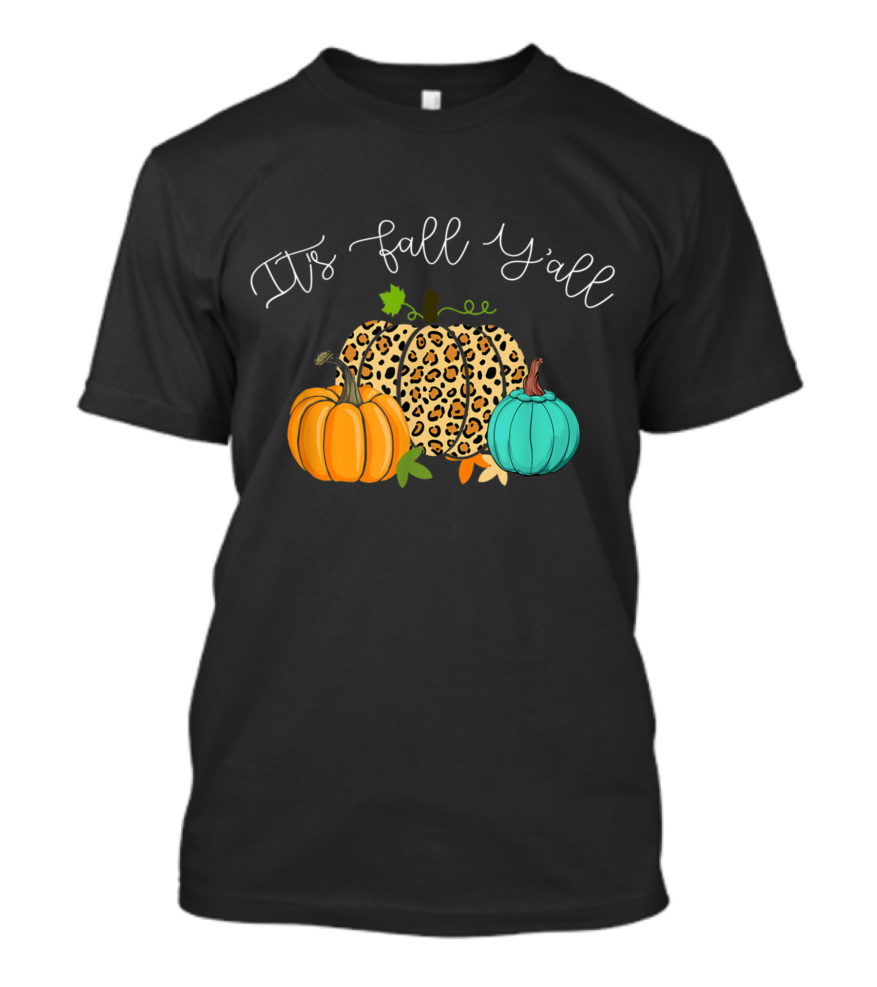 It's Fall Y'all Pumpkins Leopard Print T-Shirt