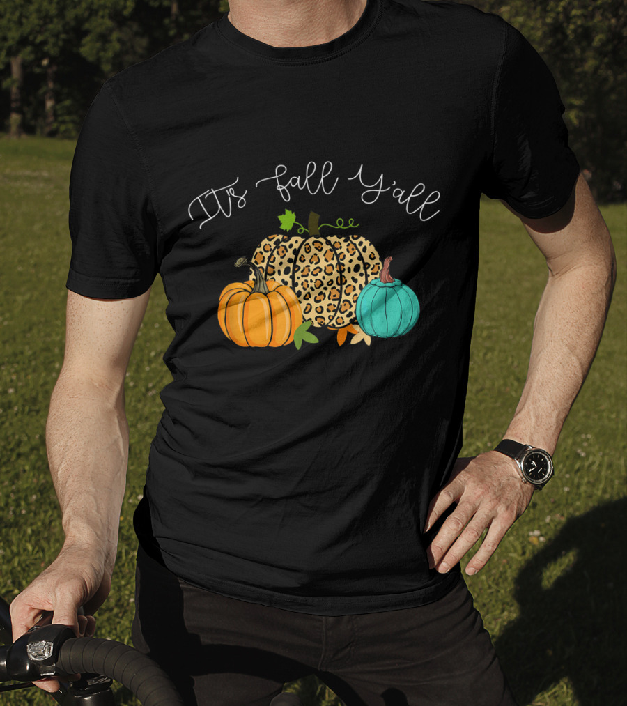 It's Fall Y'all Pumpkins Leopard Print T-Shirt