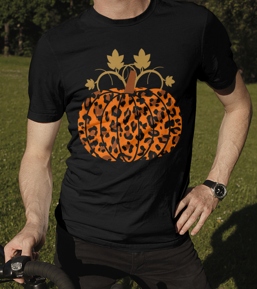 Pumpkin Leopard Halloween Fall Autumn T-Shirt