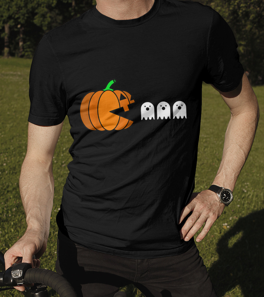 Halloween Pumpkin Pac-Man Style Ghosts T-Shirt
