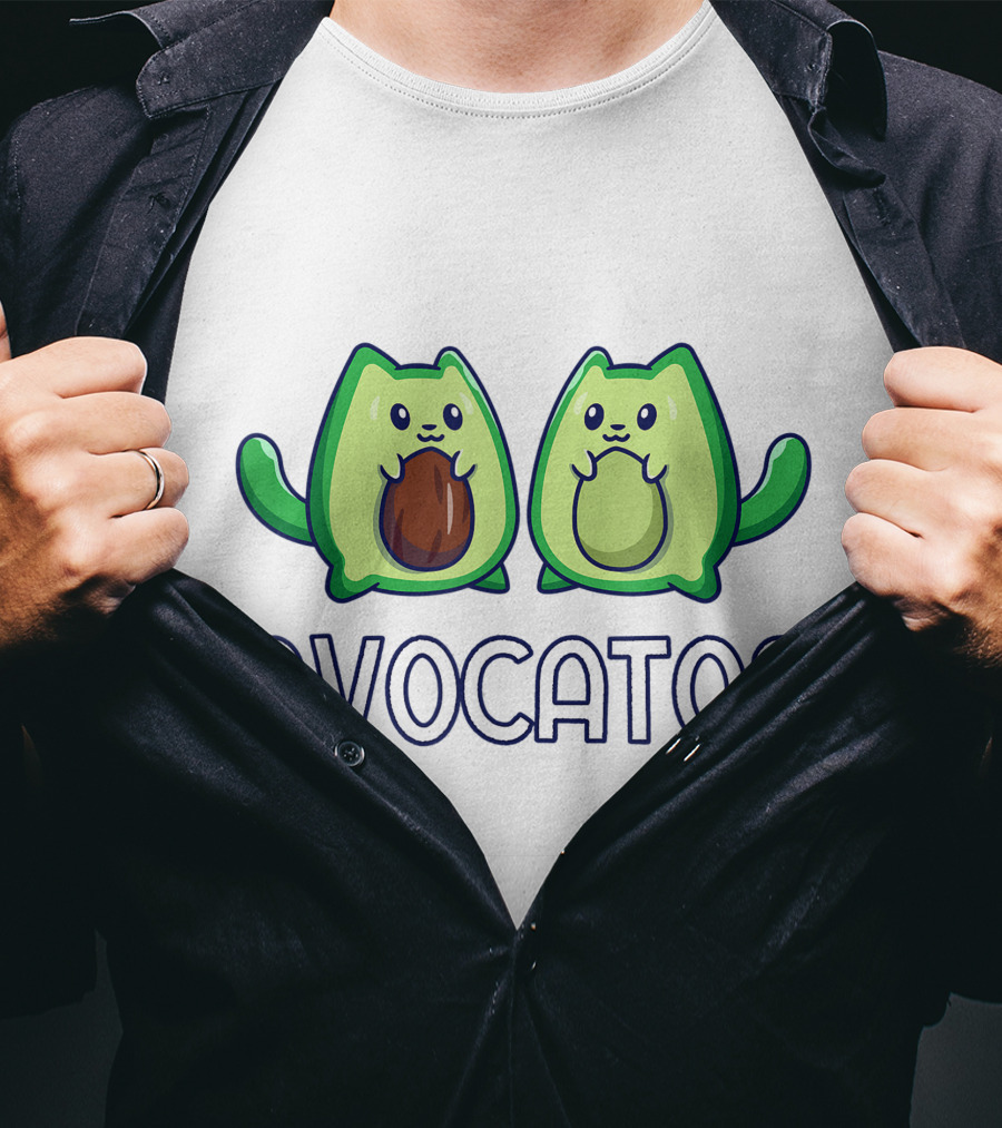Avogatos Avocado Cats Cute Cartoon T-Shirt