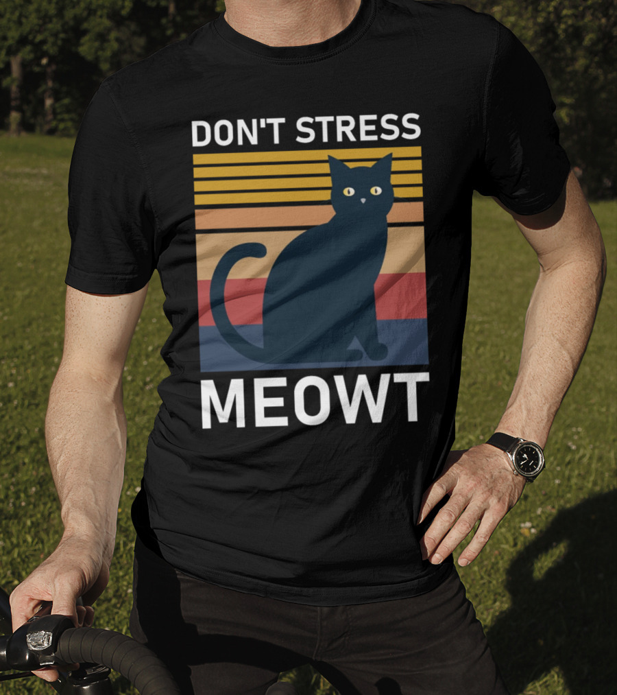 Don't Stress Meowt Retro Striped Cat T-Shirt
