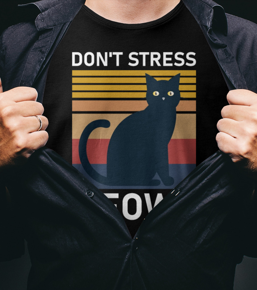 Don't Stress Meowt Retro Striped Cat T-Shirt