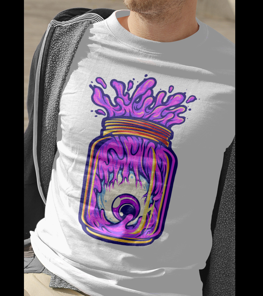 Zombie Eyeball Jar Overflowing With Purple Liquid T-Shirt