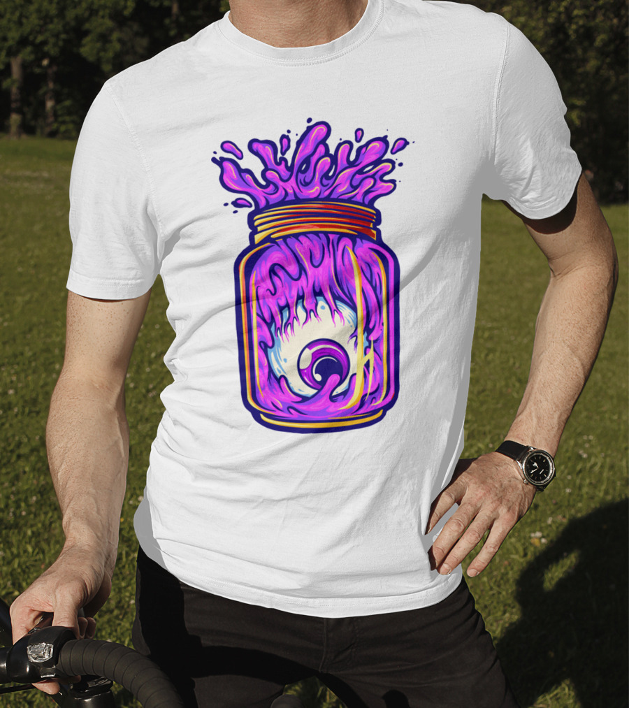 Zombie Eyeball Jar Overflowing With Purple Liquid T-Shirt
