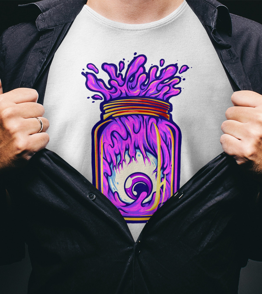 Zombie Eyeball Jar Overflowing With Purple Liquid T-Shirt