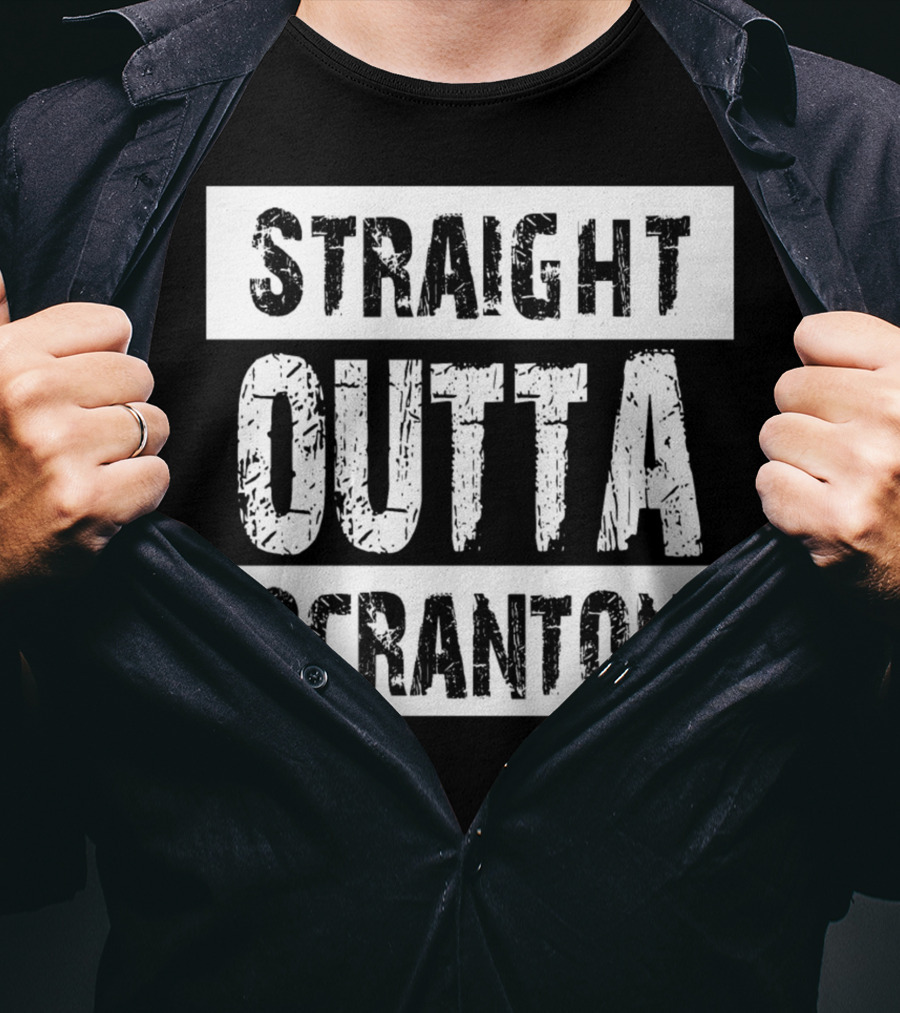 Straight Outta Scranton The Office Inspired Text T-Shirt