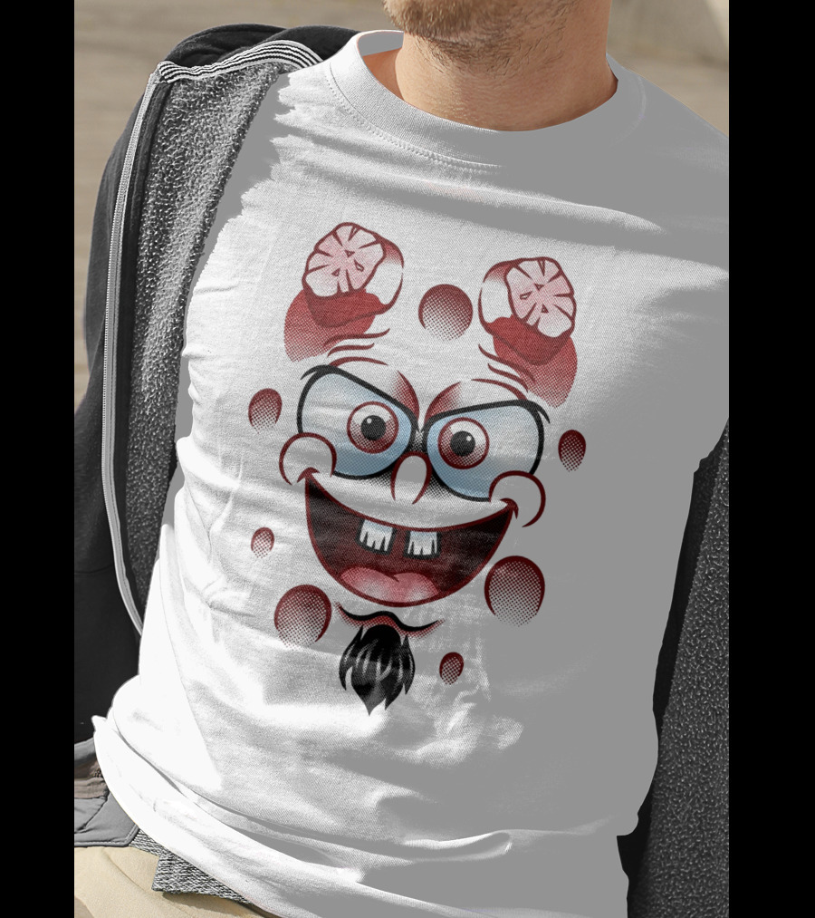 Happy Hellbob Silly Cartoon Face With Sliced Brain Elements T-Shirt