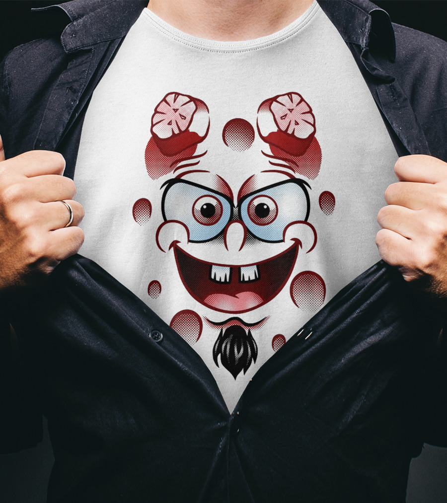 Happy Hellbob Silly Cartoon Face With Sliced Brain Elements T-Shirt
