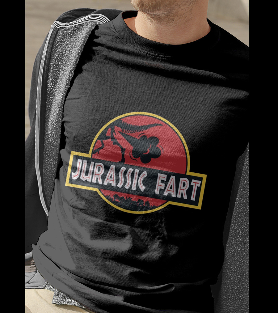 Jurassic Fart Dinosaur Logo Parody Comedy T-Shirt
