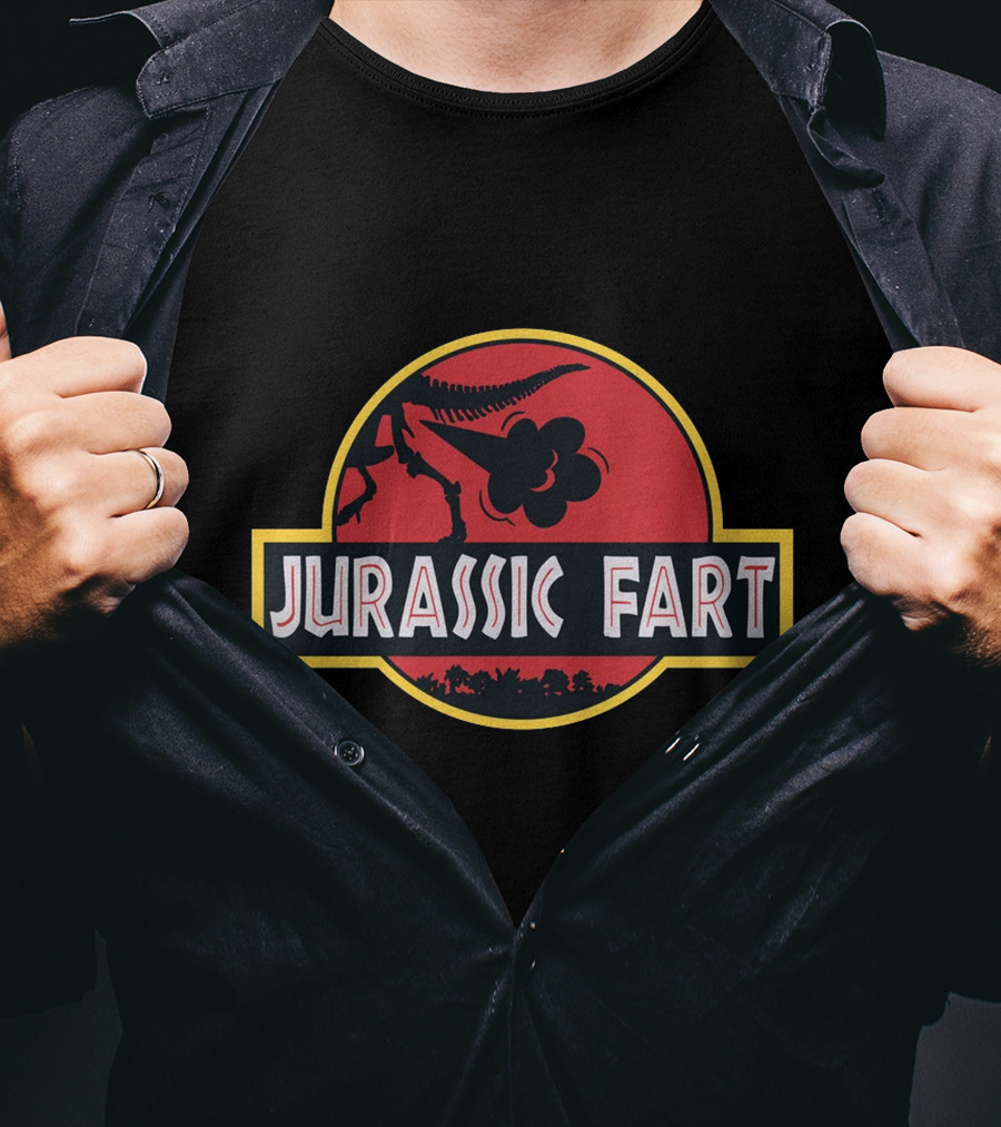 Jurassic Fart Dinosaur Logo Parody Comedy T-Shirt