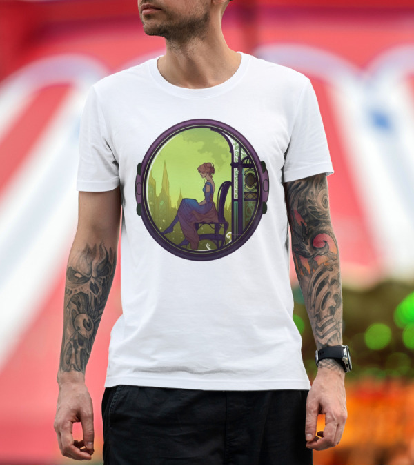 Premium T-Shirt: Thoughtful Rest in Tranquil Art Nouveau Serenity T-Shirt Thoughtful Rest in Tranquil Art Nouveau Serenity T-Shirt