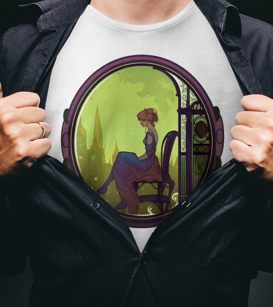 Thoughtful Rest In Tranquil Art Nouveau Serenity T-Shirt