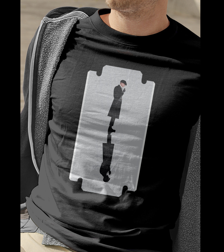 Thomas Shelby Reflective Razor Blade Shadow Image T-Shirt
